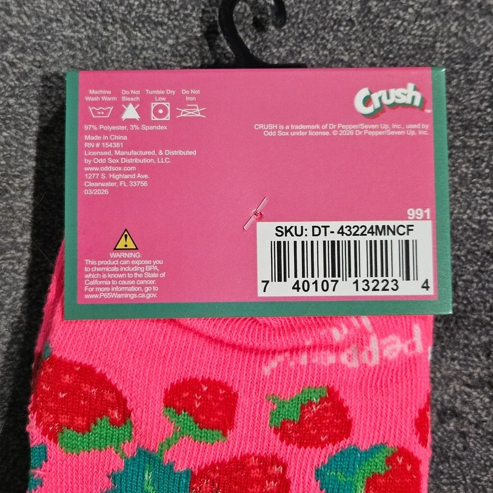 Crush Strawberry Soda Mens Crew Socks Pink Graphic Fruit Novelty